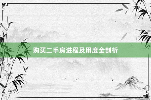购买二手房进程及用度全剖析
