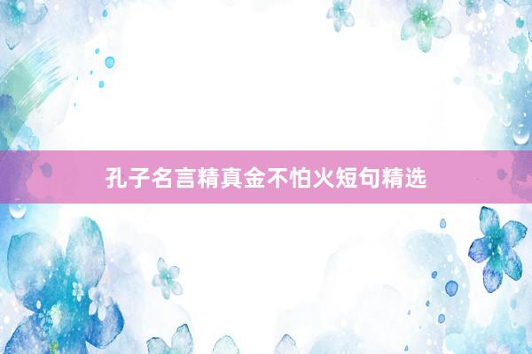 孔子名言精真金不怕火短句精选