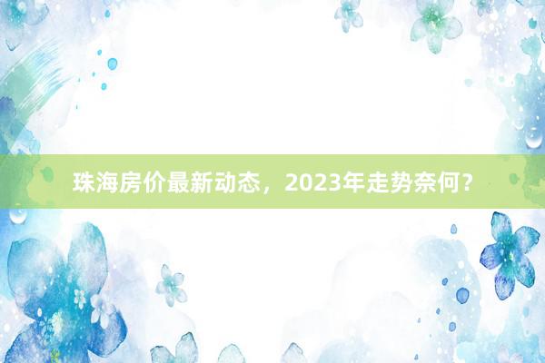 珠海房价最新动态，2023年走势奈何？